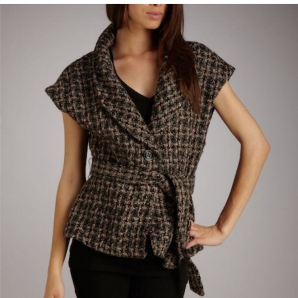 Anthropologie Black and White Herringbone Vest - Picture 8 of 8